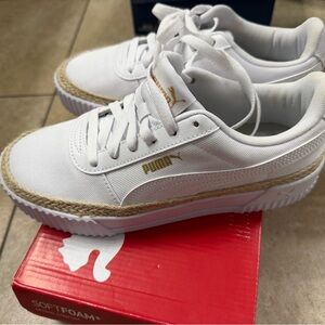 Puma Carina Espadrille CV White and Tan Espadrille Sneakers